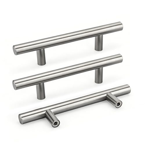 Goldenwarm 10 Pack 3 inch Brushed Nickel Cabinet Pulls Cabinet Handles - color: Brushed Nickel, size: 3 Inch Hole Centers