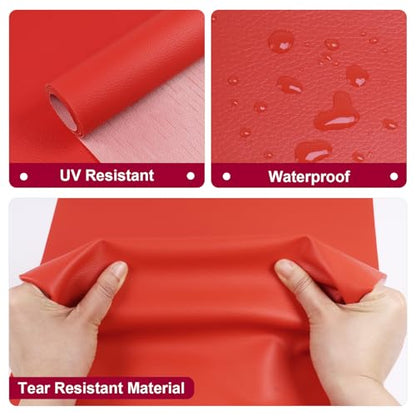 Marine Vinyl Fabric Waterproof Leather Material 55"×48" Red - color: Red, size: 48"×54"