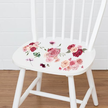 Joeyan Rose Bouquets Rub On Transfers for Furniture and Crafts 12''x18'' - style: Pink Dream