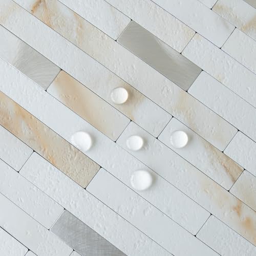 AULIGET 20 Sheets Calacatta Gold Peel and Stick Backsplash, PVC Mixed Metal Silver Wall Tile Stick on Backsplash for Kitchen and Bathroom - color: Calacatta Gold + Metal Silver, size: 20 Sheets, 6"x12"x0.12"