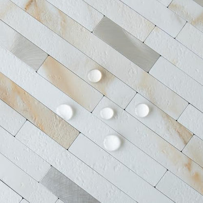 AULIGET 20 Sheets Calacatta Gold Peel and Stick Backsplash, PVC Mixed Metal Silver Wall Tile Stick on Backsplash for Kitchen and Bathroom - color: Calacatta Gold + Metal Silver, size: 20 Sheets, 6"x12"x0.12"