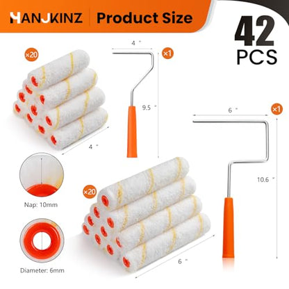 Microfiber Paint Roller, 4 Inch and 6 Inch, 40 Pack - size: 4 Inch & 6 Inch,40 Pack