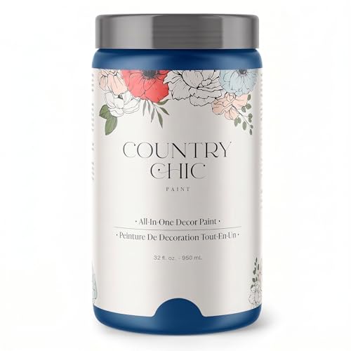 Country Chic All-in-One Chalk Paint for Furniture, Cabinets, Home Decor, Eco-Friendly, Matte Finish, Built-In Primer & Top Coat for Wood, Metal - Bling Bling (Royal Blue) - Quart 32 oz (950 ml) - color: Bling Bling, size: 32 Fl Oz (Pack of 1)