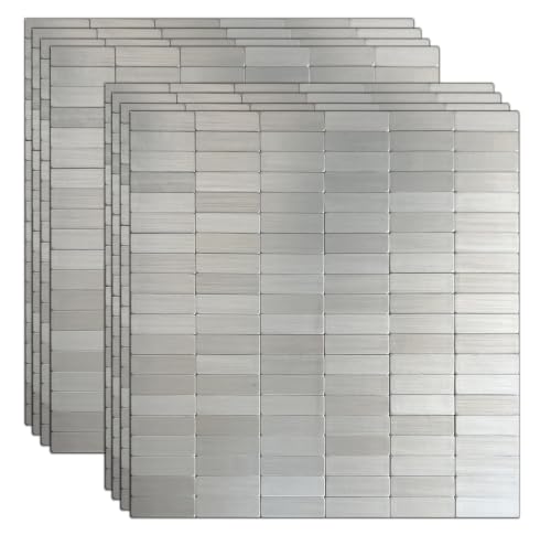 XUANINY Peel and Stick Tile Backsplash Wall Tiles, Stainless Steel, 8-Pack - color: Stainless Steel 8