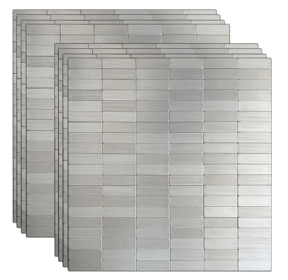 XUANINY Peel and Stick Tile Backsplash Wall Tiles, Stainless Steel, 8-Pack - color: Stainless Steel 8