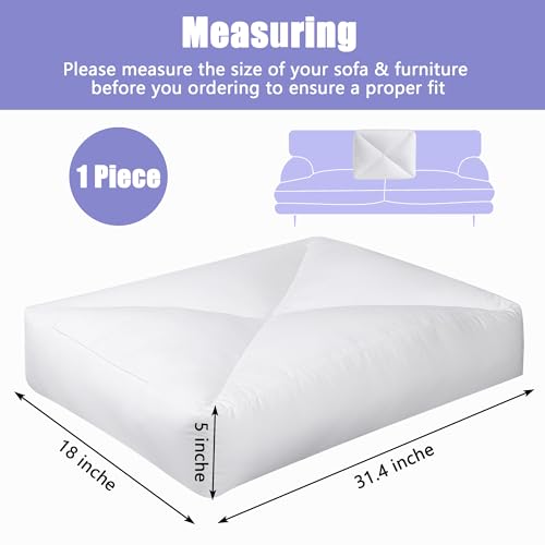 HOMBYS Shredded Foam Couch Back Cushions Replacement, Stuffing Fill Removable Sofa Back Waist Cushions, Lumbar Support Pillow 1 Pack, Supportive & Durable(31.4"x18"x5") - size: 31.4"x18"x5"