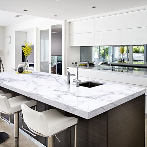 Arthome White Marble Peel and Stick Wallpaper Removable for Countertop - color: White Marble, size: 11.8" x 100"
