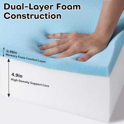 Couch Cushion Replacement, Dual-Layer Foam Cushions for Chairs, 26x24x6in - color: 1pcs - 6"x24"x26" - Dual-layer