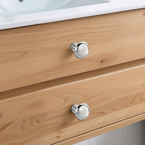 Lardmon 10 Pack Polished Chrome Round Cabinet Knobs 1.2 Inch(30.5mm) Dia. Mushroom Drawer Knobs Modern Single Hole Cabinet Pulls Solid Kitchen Knobs Cabinet Handles Kitchen Hardware for Dresser - color: Polished Chrome, size: 1.2 Inch Diameter, style: 10