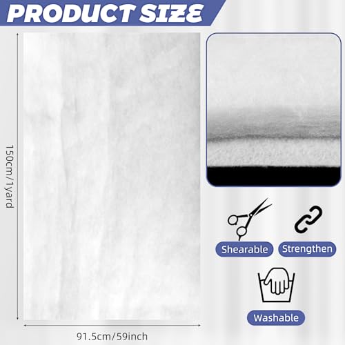 Tatuo 59 Inch Polyester Quilt Batting for Upholstery,59" X 2 Yards X 0.3" - size: 59" X 2 Yards X 0.3"