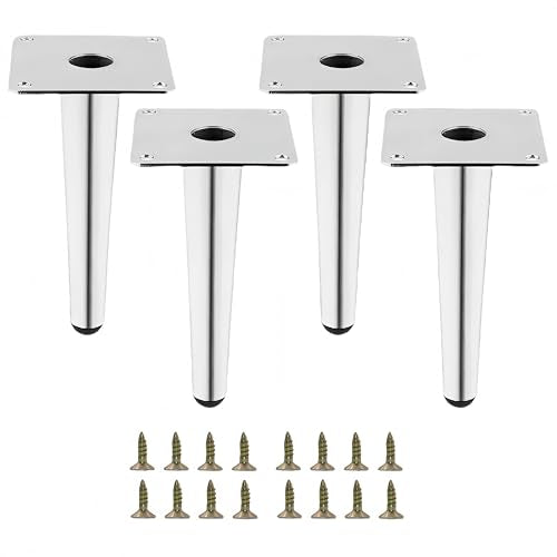 6 Inch Silver Furniture Couch Cabinet Dresser Legs Set of 4 - color: Silver, size: 6"-Set of 4