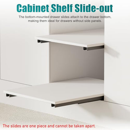 Undermount Drawer Slide Bottom Mount Pull Out Shelf Rail Hardware Flat - size: 23.6 Inch Shelf Slide