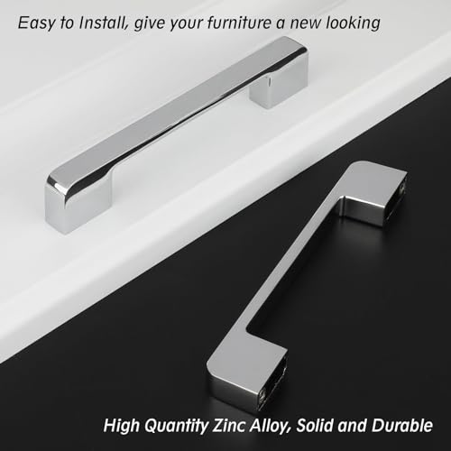 Polished Chrome Cabinet Pulls 4 Inch Polished Nickel Cabinet Pulls - color: Polished Chrome, size: 5 Inch (128 mm) Hole Centers