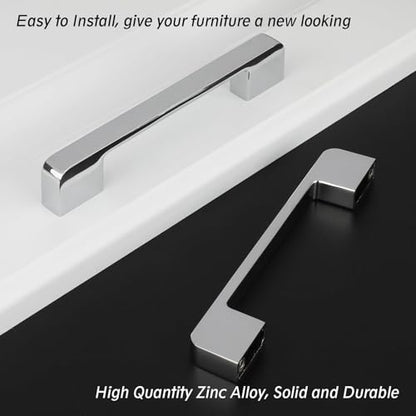 Polished Chrome Cabinet Pulls 3-3/4" Polished Nickel Cabinet Pulls - color: Polished Chrome, size: 3-3/4 Inch (96 mm) Hole Centers