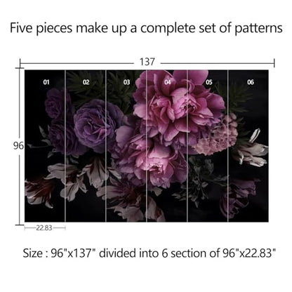 Purple Peony Flower Wallpaper with Peel-and-Stick Backing 96"x137" - color: ZZSL-03, size: 96"x137"
