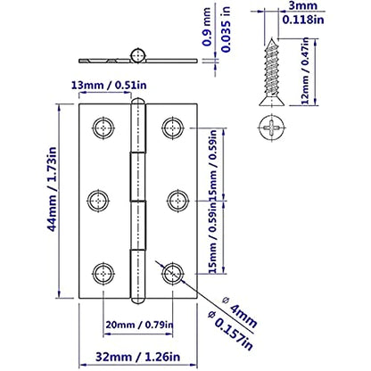 2 Inch Stainless Steel Hinges for Wood Box Crafts, 20 Pack - color: Silver, size: 20 PCS 1.75x1.25 Inch