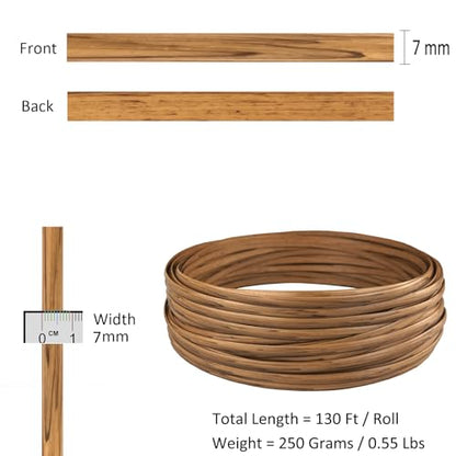 130 Ft Plastic Wicker Repair Supplies, Wicker Repair Kit, Synthetic Rattan Material for Patio Chair Repair Flat Wicker Furniture Repair Replacement (Light Wood Grain) - color: Light Wood Grain, size: 0.55 Lbs