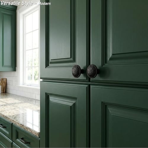 4 Pack - Black Cabinet Knobs Round, 1-2/5” Knobs for Cabinets and Drawers Black Matte Drawer Pulls Bathroom Cabinet Handles - color: Black
