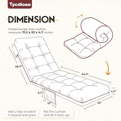 Outdoor Lounge Chair Cushion, Waterproof Replacement Chaise Lounge Cushions for Outdoor Furniture Thickened 71 x 22 x 4.7 Inches Non-Slip Patio Pool Lounge Chair Cushions with Ties (Red) - color: Red