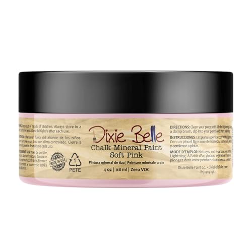 Dixie Belle Paint Company Chalk Mineral Paint - Soft Pink (4oz) - color: Soft Pink, size: 4 Fl Oz (Pack of 1)