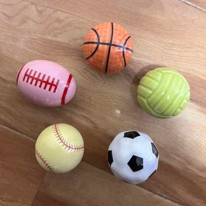5Pcs Kids Sports Ball Knobs - Cute Ceramic Knobs for Children's Room Nursery Furniture Drawer knobs Lovely Cabinet Drawer knob for Kids, with Screws (Ball) - color: Ball