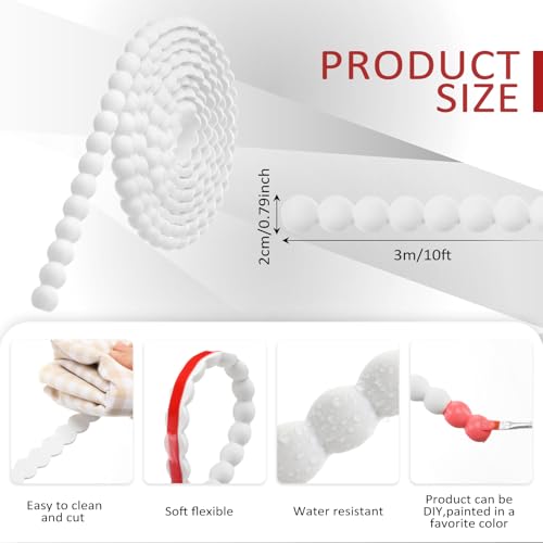 Leinuosen Flexible Bead Molding Trim Peel and Stick White 10ft /20 mm - color: White, size: 10ft /20 mm