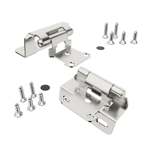 Chibery 20 Pack | 1/2 inch Overlay Semi Partial Wrap Around Cabinet Hinges, Self Closing Face Frame Variable Decorative Replacement, Kitchen Hardware, with Screw & Quiet Bumper (Satin Nickel) - color: Satin Nickel