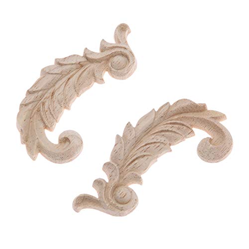 1Pair Wood Carved Appliques Onlays Side Flower Carving Decals Furniture - color: A: 8.5x4.5cm, size: 1 Pair(2Pcs)