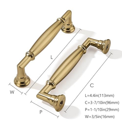 khtumeware 10 Pack 3-3/4 Inch(96mm) Champagne Bronze Cabinet Pulls Heavy Duty Solid Satin Brass Cabinet Handles Kitchen Cabinet Hardware for Cupboard Drawer Handles Dresser Pulls - color: Champagne Bronze, size: 3-3/4"(96mm)Hole Center