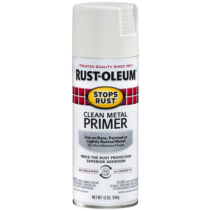 Rust-Oleum 7780830 Stops Rust Clean Metal Primer Spray, 12 oz, Flat White - size: 12 Ounce (Pack of 1)