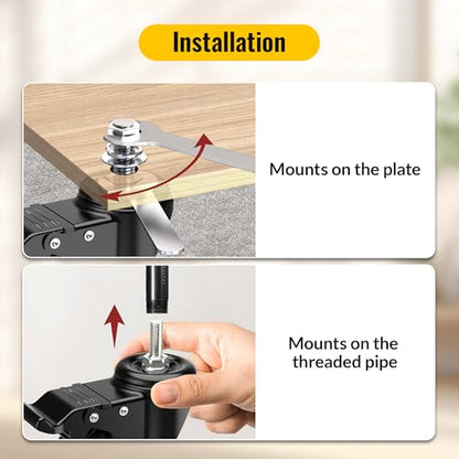 HOLKIE Caster Wheels 4 inch Total Locking Stem Casters, 1/2" -13x 1-1/4" (Stem Diameter 1/2", Stem Length 1-1/4") Threaded Stem Casters Swivel Casters Set of 4 Heavy Duty Castors Black - size: 4 Inch-Black-With Brake (1/2" -13 x 1-1/4")