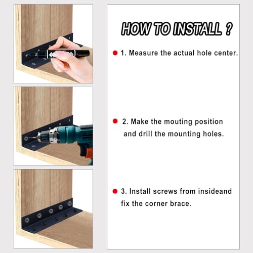 8" x 1.5" x 1.5" L Brackets Heavy Duty, Large Iron Corner Bracket Metal Joint, Thickness 2.5mm Including Screws, for Wooden Bookshelf Furniture Cabinet (Black-4PCS) - size: 8" x 1.5" x 1.5" - 4pcs - Black