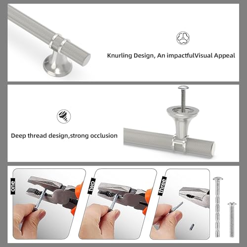 10 Pack 5 Inch Cabinet Pulls knurled Brushed Satin Nickel Kitchen Cabinet Handles Aluminum and Zinc Alloy Drawer Pulls Solid Cabinet Hardware - color: Brushed Satin Nickel Knurled, size: 5'' Hole Center(128mm)