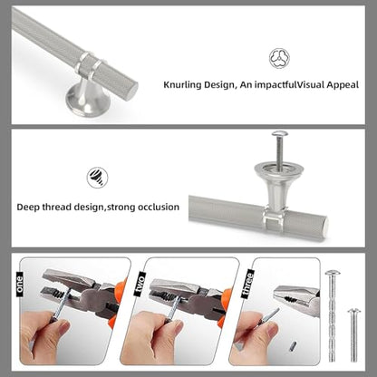 10 Pack 15 Inch Cabinet Pulls knurled Brushed Satin Nickel Kitchen Cabinet Handles Aluminum and Zinc Alloy Drawer Pulls Solid Cabinet Hardware - color: Brushed Satin Nickel Knurled, size: 15'' Hole Center(381mm)
