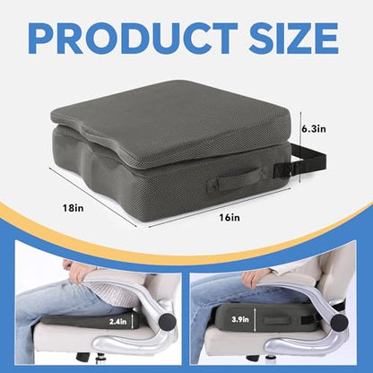 BALAPET Adjustable Thick Seat Cushion to Raise Height, Ergonomic Hip Cushion Post Surgery for Long Sitting, Memory Foam Hip Replacement Recovery Aids with Anti-Slip Strap(Gray) - color: Gray