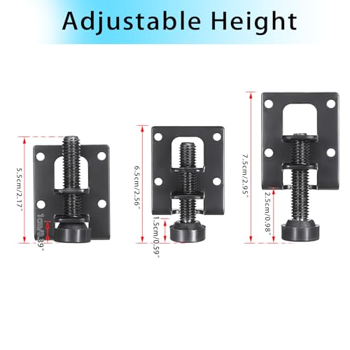 OwnMy Black Adjustable Leveling Feet L Shaped Furniture Levelers Legs 16PCS