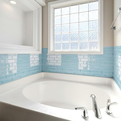Art3d Seaglass Subway Design Peel and Stick Backsplash, 10-Pack, Aqua Blue - color: Aqua Blue