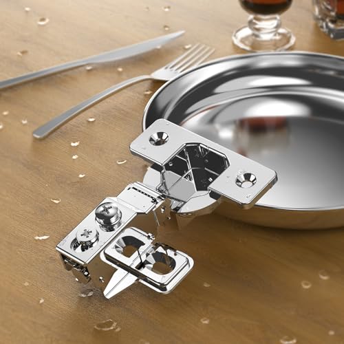 Chibery 20 Pack 1/2" Overlay Soft Close Face Frame ＆ Frameless Hinges, Stainless Steel Quiet 3D Concealed for Kitchen Door, 105° Slow Smooth Hardware Replacement, Self Closing Hidden, Satin Nickel