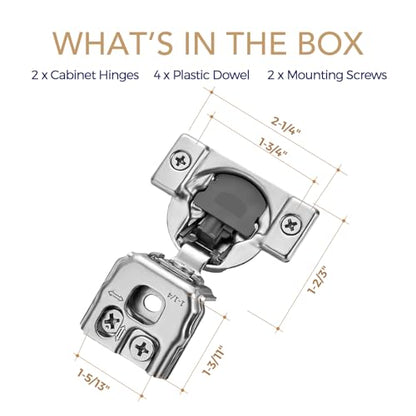 Soft Close Hinges for Kitchen Cabinet Hinges, 1-1/4 Inch Overlay, 2 Pack - size: 1-1/4 inch Overlay