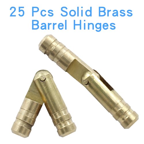 Luomorgo 25 Pcs Barrel Hinges, 4x25mm Brass Hidden Hinges Invisible Hinge, Small Concealed Hinges for Crafts, Wooden Box, Jewelry Box, Cabinet Door - size: 4x25mm