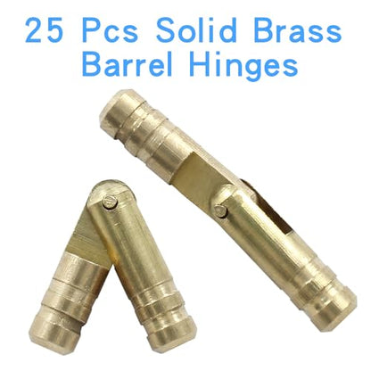 Luomorgo 25 Pcs Barrel Hinges, 4x25mm Brass Hidden Hinges Invisible Hinge, Small Concealed Hinges for Crafts, Wooden Box, Jewelry Box, Cabinet Door - size: 4x25mm