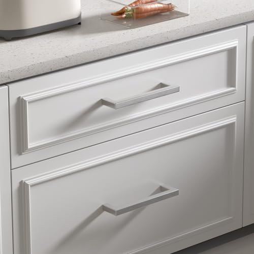 Goldenwarm Brushed Nickel Cabinet Pulls 30 Pack 3 Inch, Square Drawer Handles, Stainless Steel, Screws Included, Silver Kitchen Hardware for Cupboard Closet Furniture Upgrade - size: 3In(76MM) Hole Centers