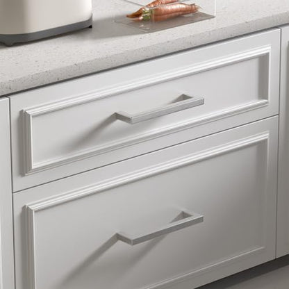 Goldenwarm Brushed Nickel Cabinet Pulls 30 Pack 5 Inch, Square Drawer Handles, Stainless Steel, Screws Included, Silver Kitchen Hardware for Cupboard Closet Furniture Upgrade - size: 5In(128MM) Hole Centers