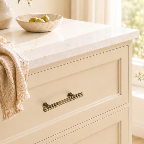 Ravinte Solid Antique Brass Cabinet Pulls,3 in Hole Handles,2 Pack - color: Antique Brass, size: 3 inches Hole Center
