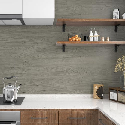 WESTICK Light Brown Wood Look Contact Paper Self Adhesive Wooden Wallpaper Peel and Stick Countertops Wood Grain Contact Paper for Kitchen Cabinet and Drawers Removable Wooden Vinyl Wrap 15.8" x 393" - color: 3.brown, size: 15.8" x 394"