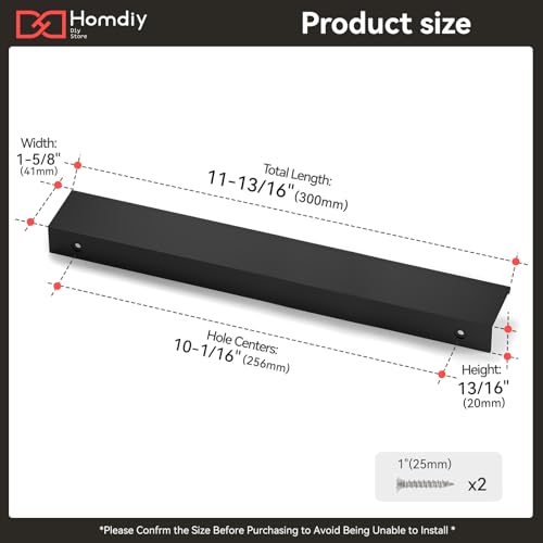 homdiy 10 Pack 10inch(256mm) Black Edge Finger Pulls Cabinet Handles for Kitchen Cabinets Drawers Dresser Concealed Mount Flat Hardware Aluminum Alloy 5 Inch - color: Black, size: 10in Hole Centers
