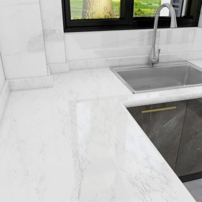 Glossy White Marble Contact Paper for Countertops Peel and Stick Wallpaper - color: White, size: 15.7" x 78.7"