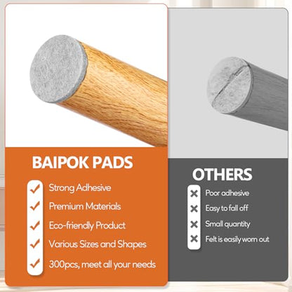 Furniture Pads 300 Pcs Premium Furniture Felt Pads Self Adhesive, Grey - size: Grey