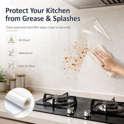 Clear Contact Paper & Wall Protector, 17.5 * 236 Inches Adhesive Vinyl - size: 236"W x 17.5"L