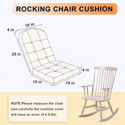 Rocking Chair Cushion, High Back, 44 x 19 x 4 Inch, Room White - color: Room White